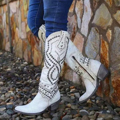 Odalys - Bottes Hautes à Clous pour Femmes