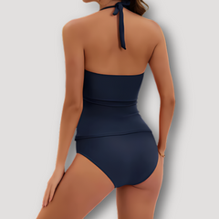 Anja – Tankini à Col Halter et Accent Métal Doré