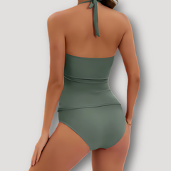 Anja – Tankini à Col Halter et Accent Métal Doré