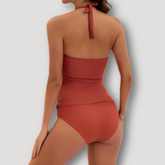 Anja – Tankini à Col Halter et Accent Métal Doré