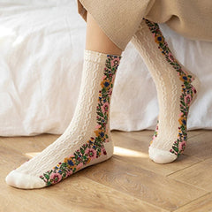 Shaden - Chaussettes Brodées Fleur