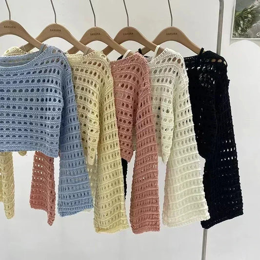 Rosamund– Haut Crochet à Manches Longues pour Femme