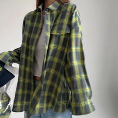 Claire - Chemise Oversize à Manches Longues en Plaid