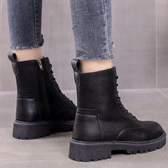 Michelle - Bottes d'Hiver en Cuir Noir