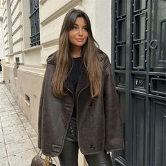 Yasmin- Veste Femme en Simili Cuir Épaisse