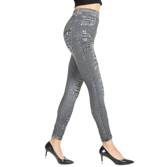 Niaz-Legging Imitation Denim pour Femme