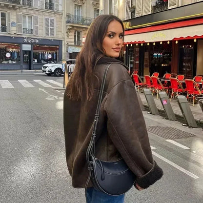 Yasmin- Veste Femme en Simili Cuir Épaisse