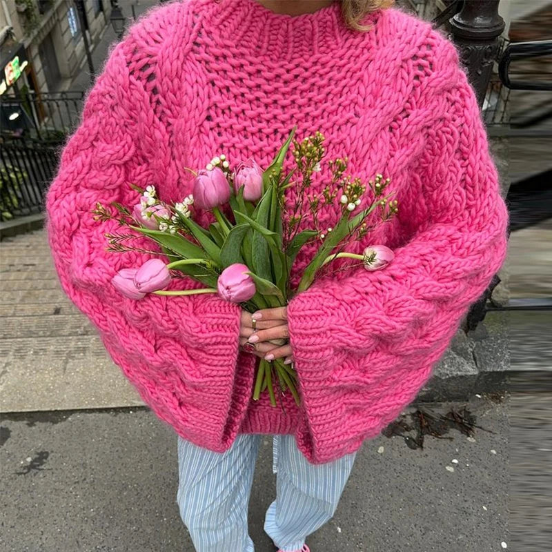 Zinnia-Pull-over en maille torsadée pour femme