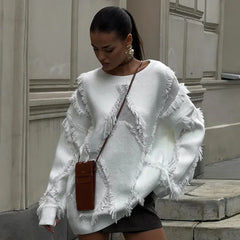 Ria-Pull à Franges Oversize