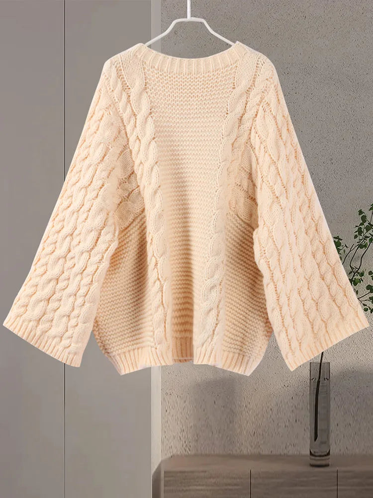 Zinnia-Pull-over en maille torsadée pour femme