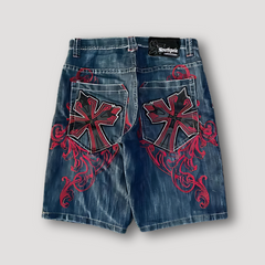 Sam – Shorts en Jean Amples avec Patches Brodés