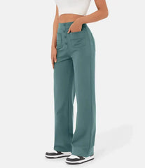 Verana - Pantalon Taille Haute Avec Boutons Et Poches Multiples