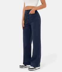 Verana - Pantalon Taille Haute Avec Boutons Et Poches Multiples