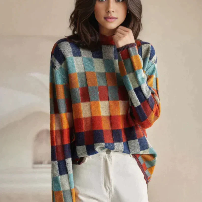 Clementine - Pull Col Roulé Patchwork