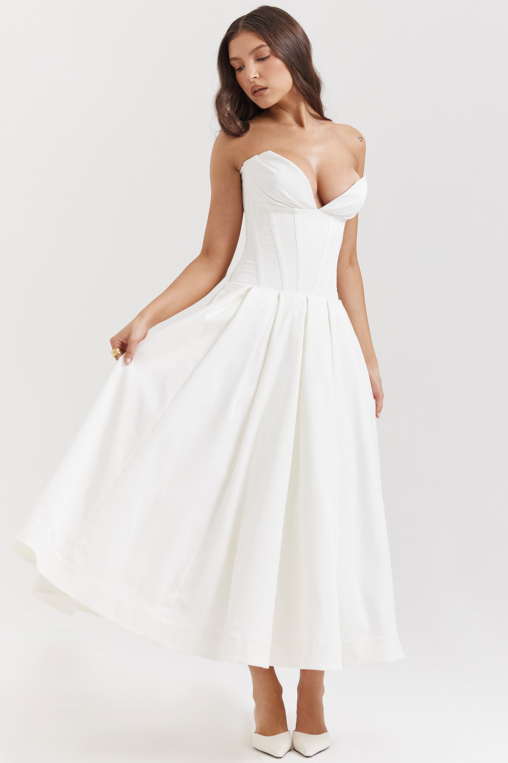 Adèle - Robe Midi Bustier Style Ballerine