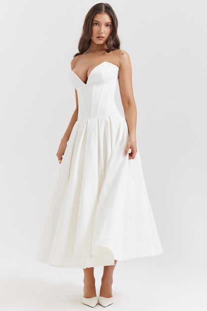 Adèle - Robe Midi Bustier Style Ballerine