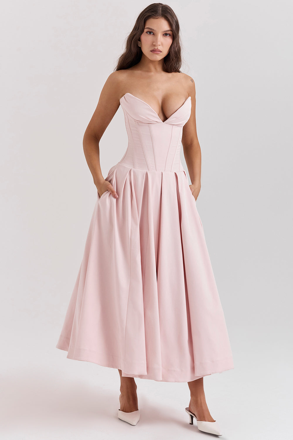 Adèle - Robe Midi Bustier Style Ballerine