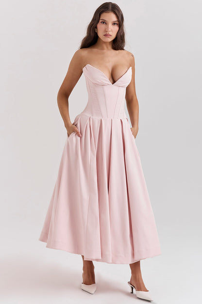 Adèle - Robe Midi Bustier Style Ballerine